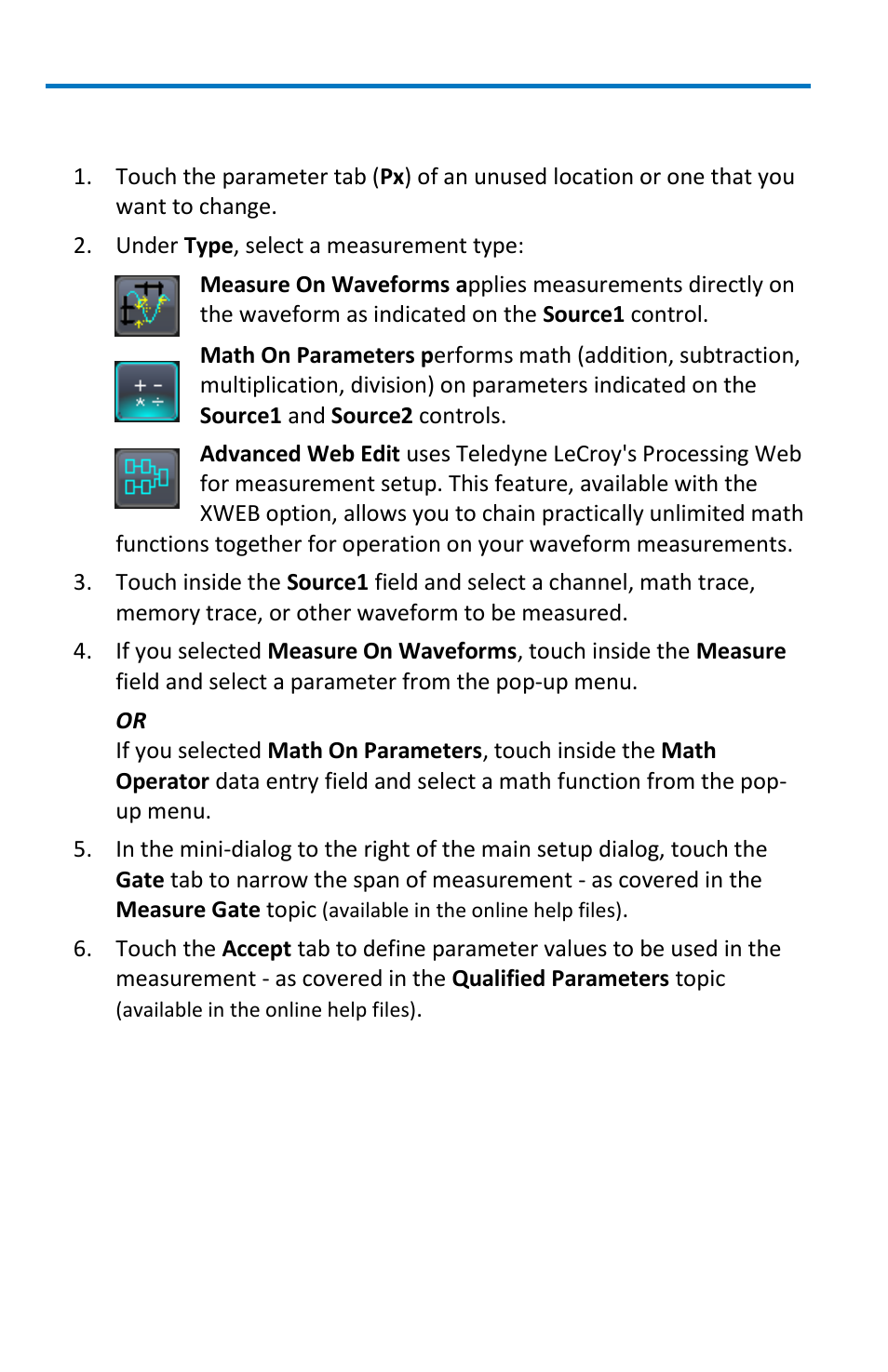 Parameter setup | Teledyne LeCroy WaveRunner 6 Zi and 12-Bit HRO Getting Started Manual User Manual | Page 108 / 198