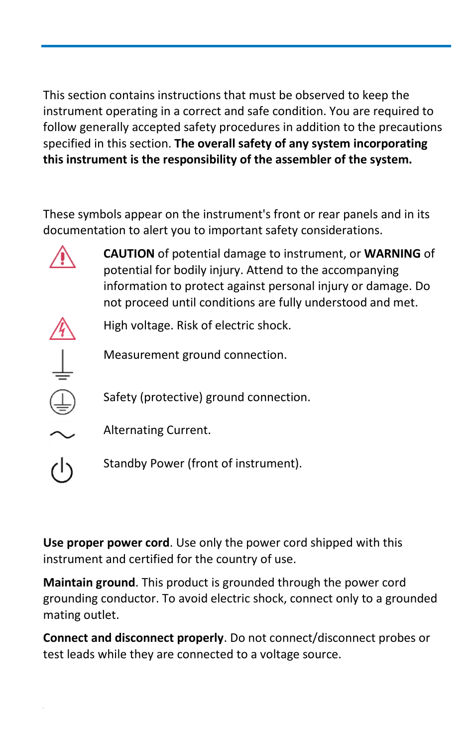 Safety instructions, Symbols, Precautions | Teledyne LeCroy WaveRunner 6 Zi and 12-Bit HRO Getting Started Manual User Manual | Page 11 / 198