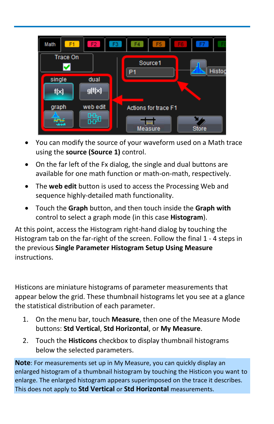 Viewing thumbnail histograms (histicons) | Teledyne LeCroy WaveRunner 6 Zi and 12-Bit HRO Getting Started Manual User Manual | Page 118 / 198