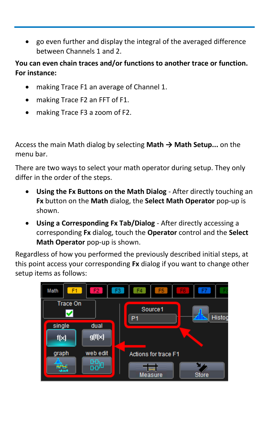 Math setup | Teledyne LeCroy WaveRunner 6 Zi and 12-Bit HRO Getting Started Manual User Manual | Page 130 / 198
