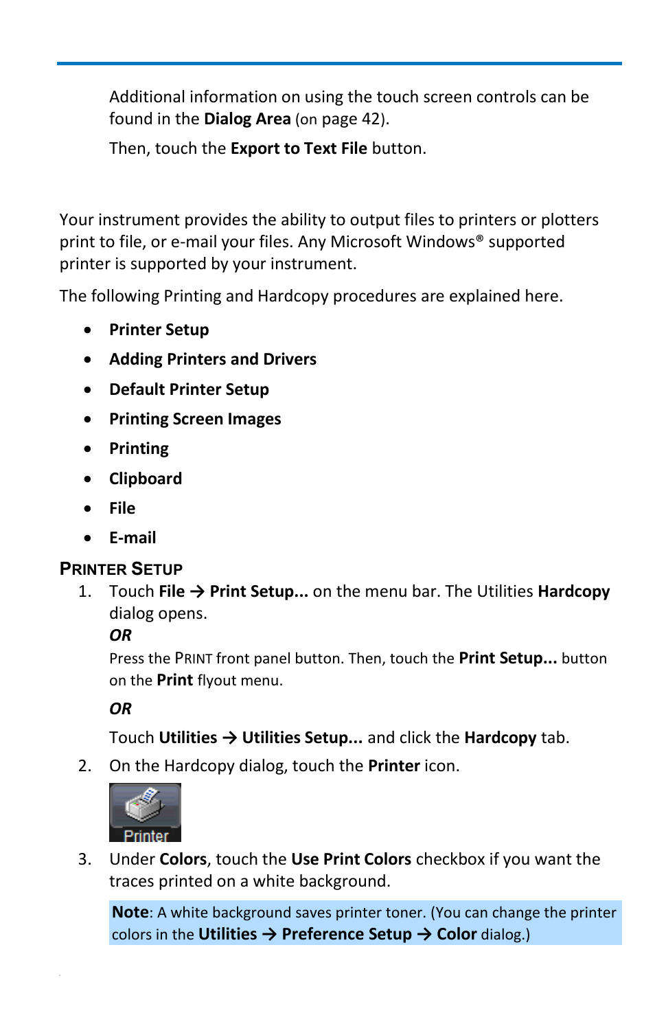 Printing and hardcopy functions | Teledyne LeCroy WaveRunner 6 Zi and 12-Bit HRO Getting Started Manual User Manual | Page 155 / 198