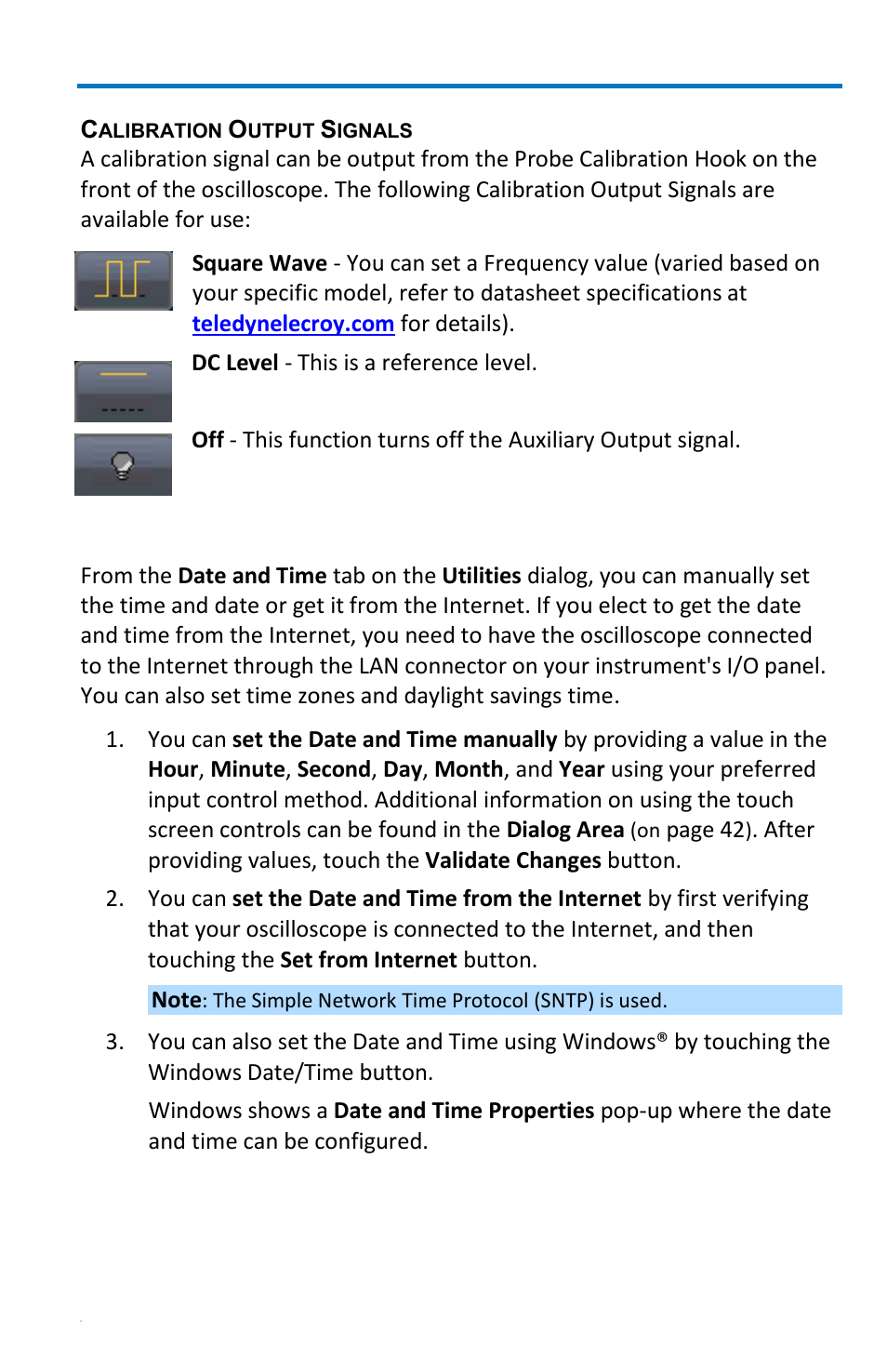 Date/time | Teledyne LeCroy WaveRunner 6 Zi and 12-Bit HRO Getting Started Manual User Manual | Page 163 / 198