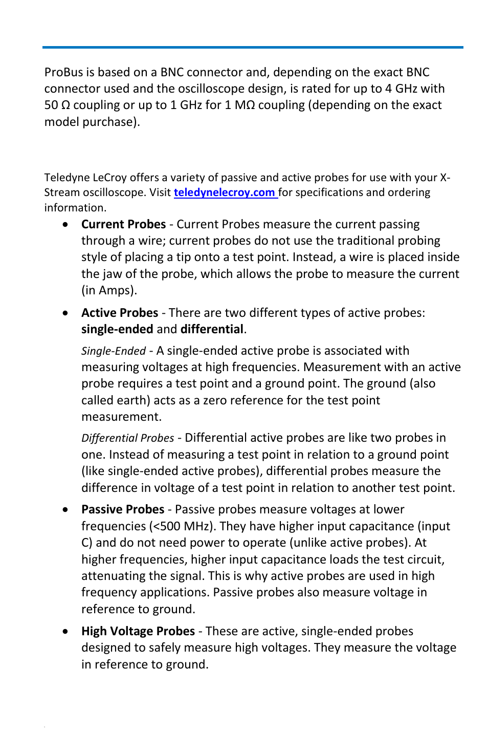 Probes | Teledyne LeCroy WaveRunner 6 Zi and 12-Bit HRO Getting Started Manual User Manual | Page 41 / 198
