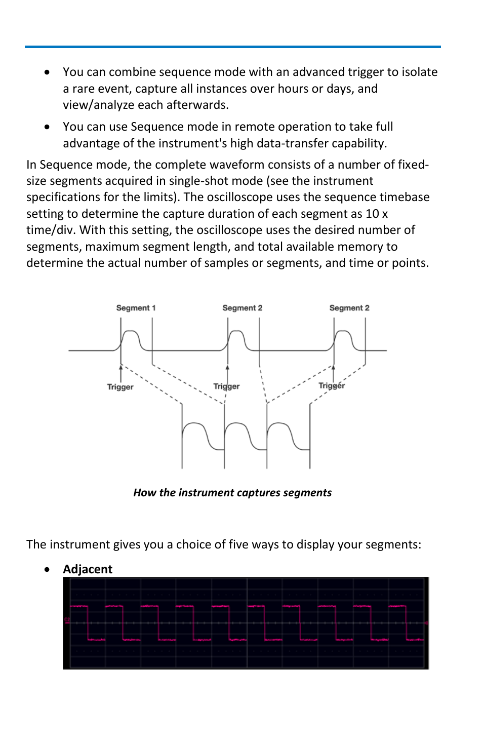 Sequence display modes | Teledyne LeCroy WaveRunner 6 Zi and 12-Bit HRO Getting Started Manual User Manual | Page 62 / 198
