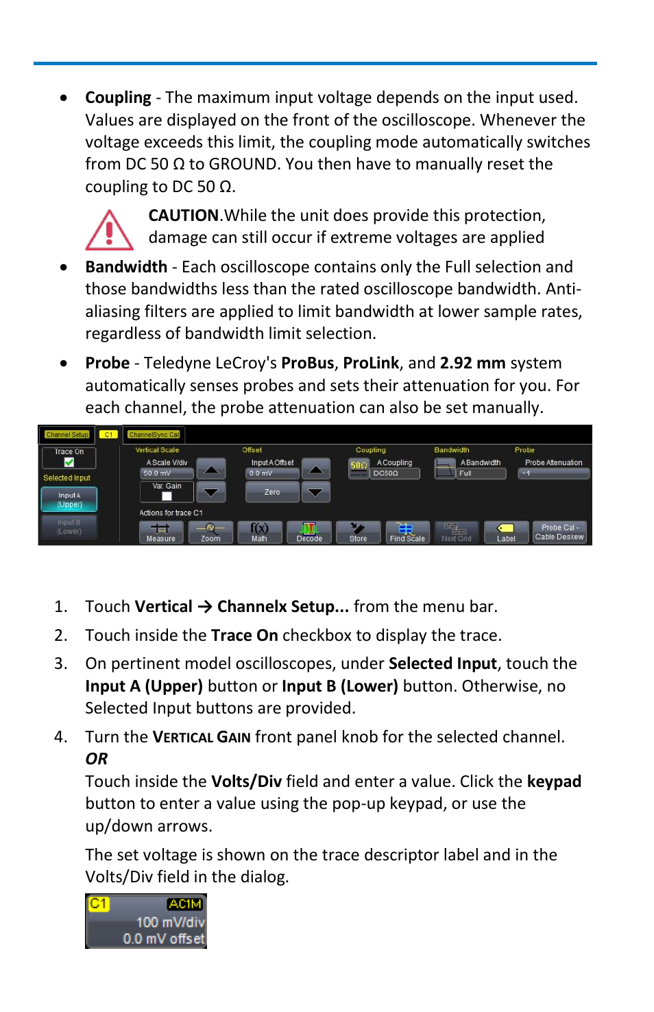 Setting up channels | Teledyne LeCroy WaveRunner 6 Zi and 12-Bit HRO Getting Started Manual User Manual | Page 70 / 198