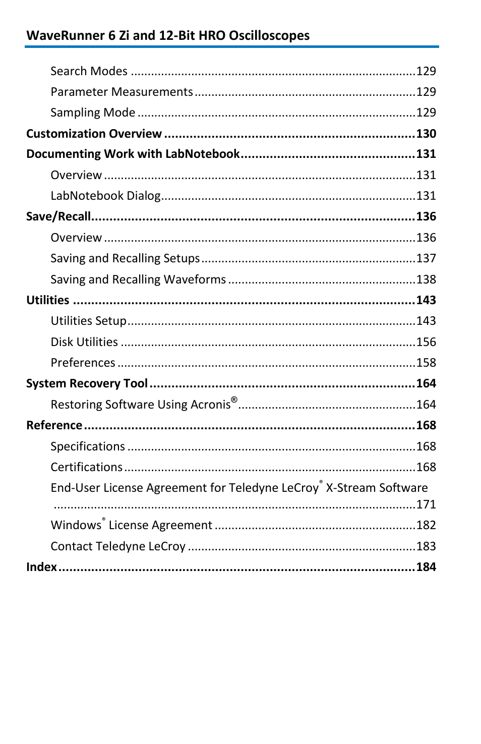 Teledyne LeCroy WaveRunner 6 Zi and 12-Bit HRO Getting Started Manual User Manual | Page 8 / 198
