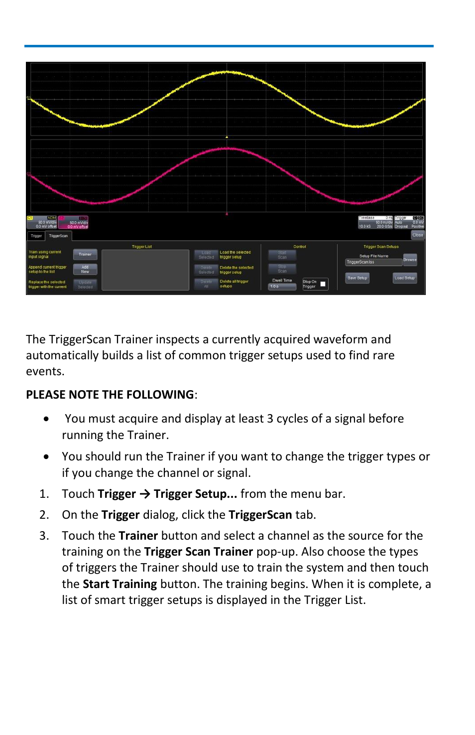 Training triggerscan | Teledyne LeCroy WaveRunner 6 Zi and 12-Bit HRO Getting Started Manual User Manual | Page 88 / 198
