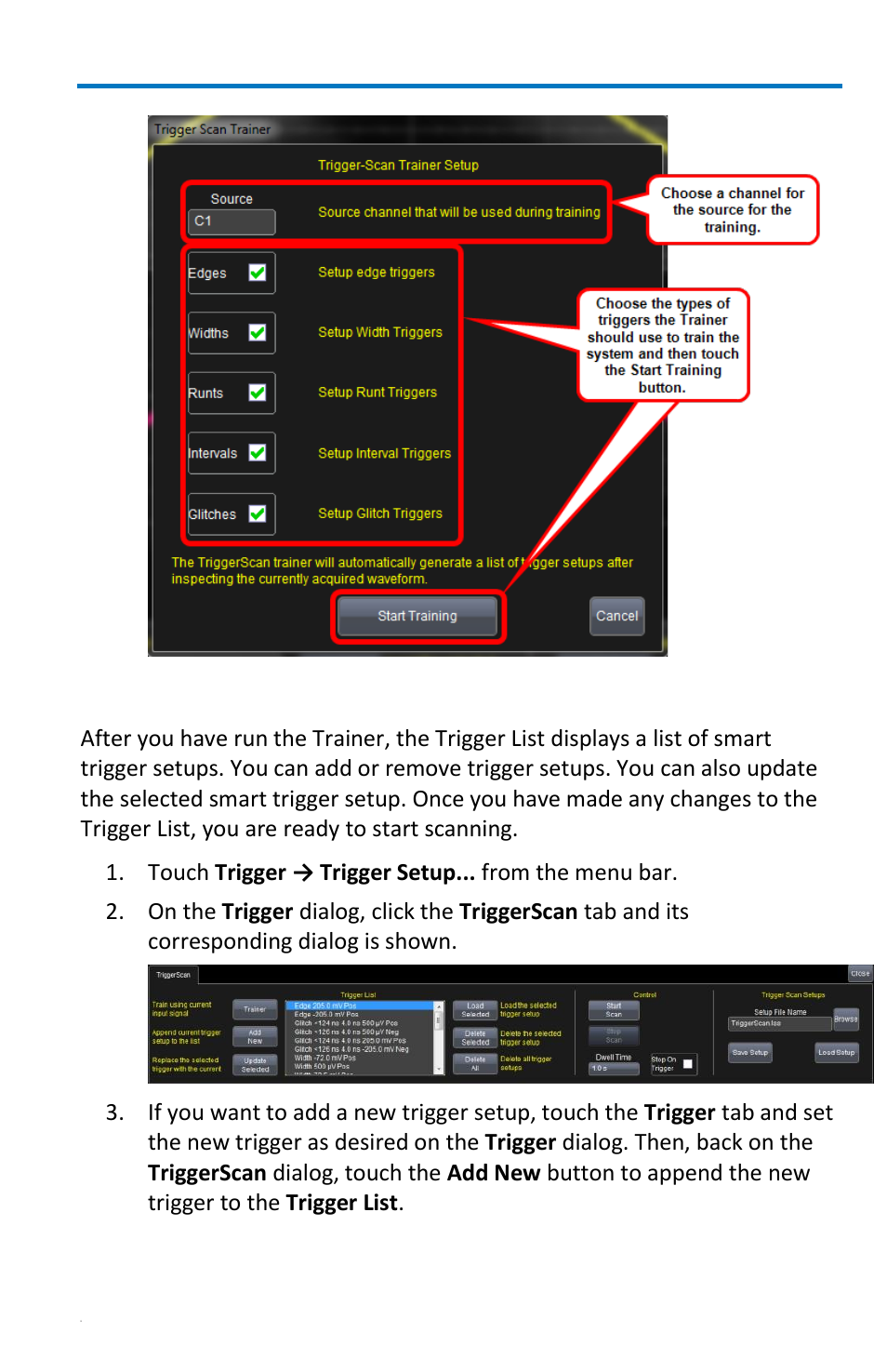 Starting triggerscan, Getting started manual | Teledyne LeCroy WaveRunner 6 Zi and 12-Bit HRO Getting Started Manual User Manual | Page 89 / 198
