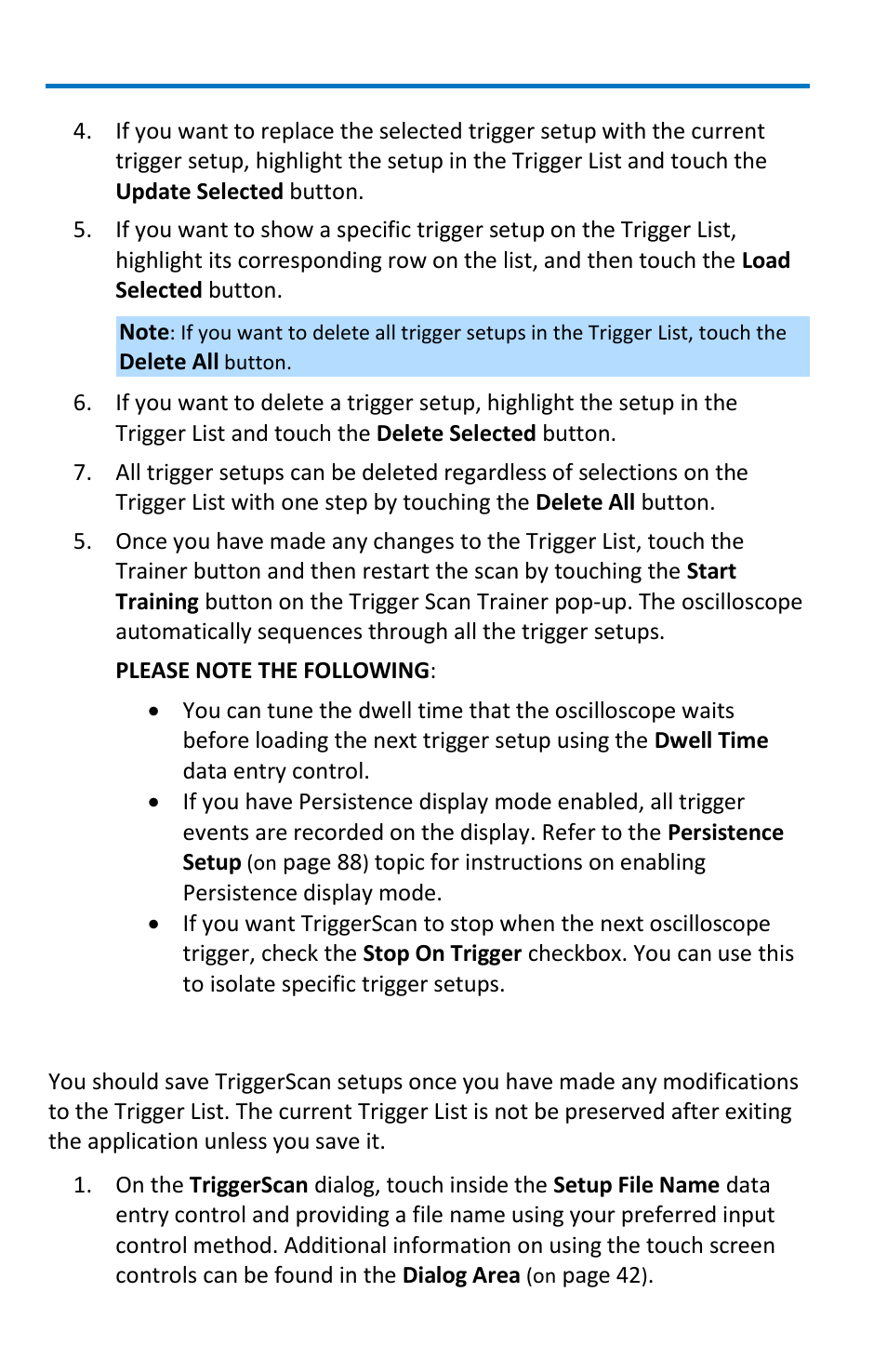Saving triggerscan setups | Teledyne LeCroy WaveRunner 6 Zi and 12-Bit HRO Getting Started Manual User Manual | Page 90 / 198