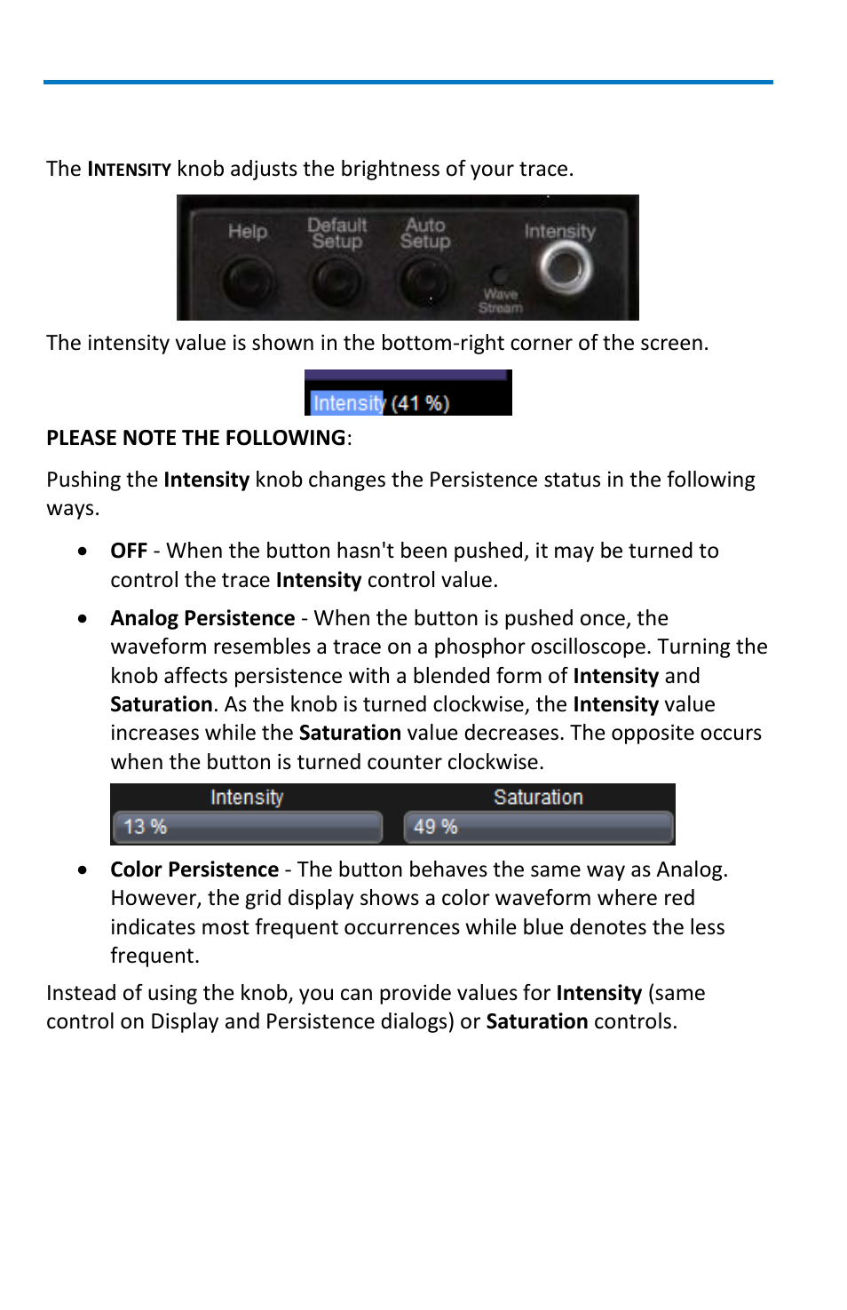 Adjusting trace intensity | Teledyne LeCroy WaveRunner 6 Zi and 12-Bit HRO Getting Started Manual User Manual | Page 98 / 198