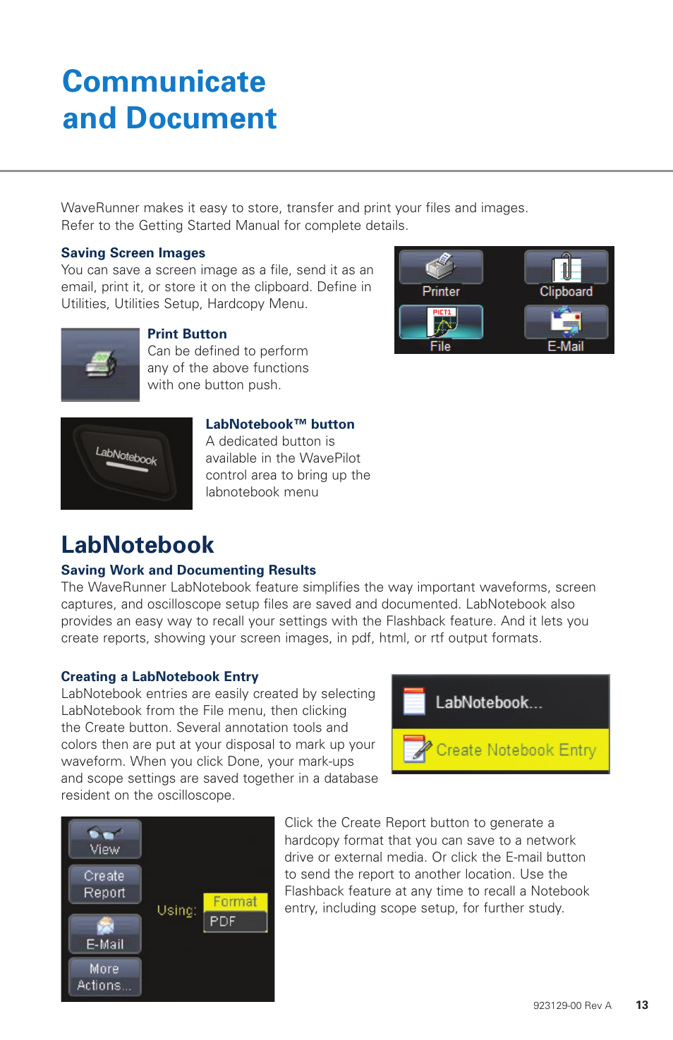 Communicate and document | Teledyne LeCroy WaveRunner 6 Zi Quick Reference Guide User Manual | Page 13 / 20