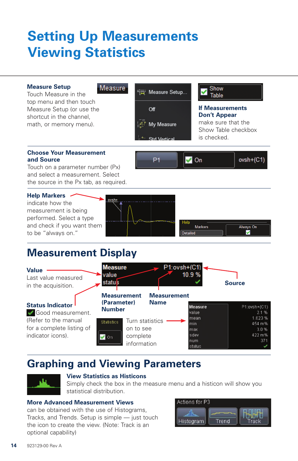 Setting up measurements viewing statistics | Teledyne LeCroy WaveRunner 6 Zi Quick Reference Guide User Manual | Page 14 / 20