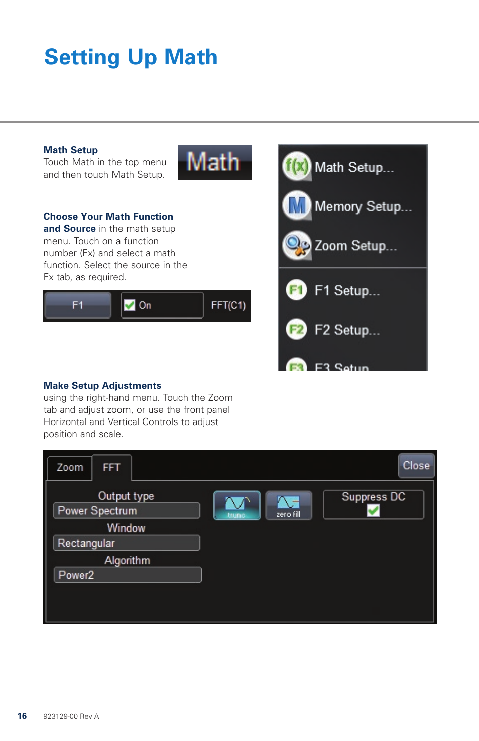 Setting up math | Teledyne LeCroy WaveRunner 6 Zi Quick Reference Guide User Manual | Page 16 / 20