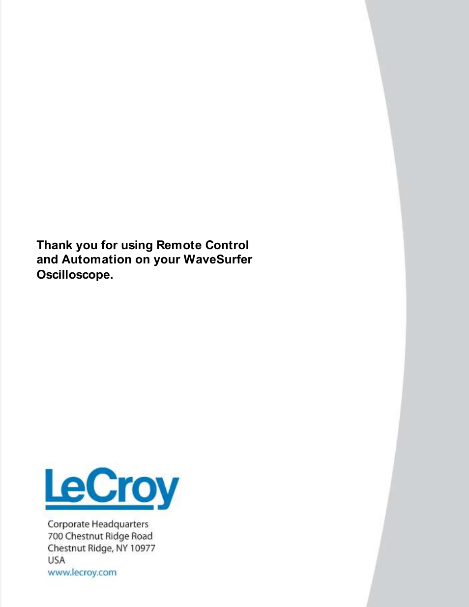 Teledyne LeCroy WaveSurfer Automation Command User Manual | Page 226 / 226