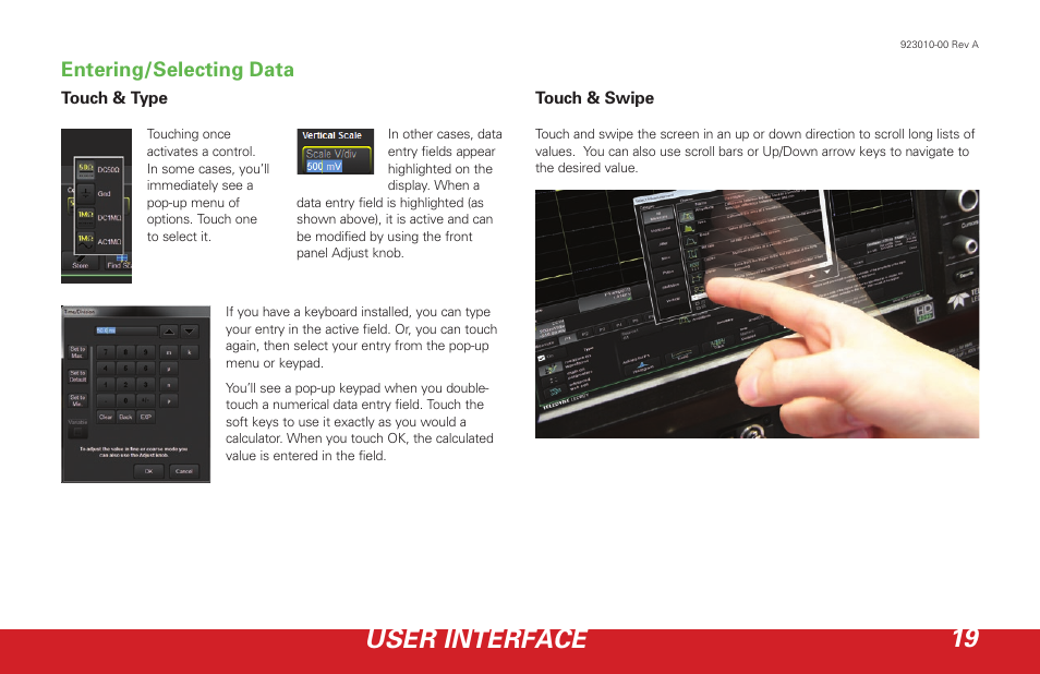 User interface 19, Entering/selecting data | Teledyne LeCroy HDO 4000 Getting Started Guide User Manual | Page 23 / 48