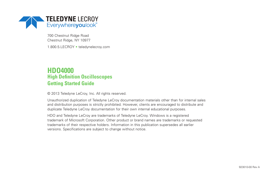 Hdo4000 | Teledyne LeCroy HDO 4000 Getting Started Guide User Manual | Page 3 / 48