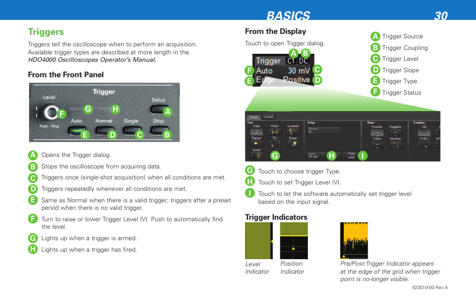 Basics 30, Triggers | Teledyne LeCroy HDO 4000 Getting Started Guide User Manual | Page 34 / 48