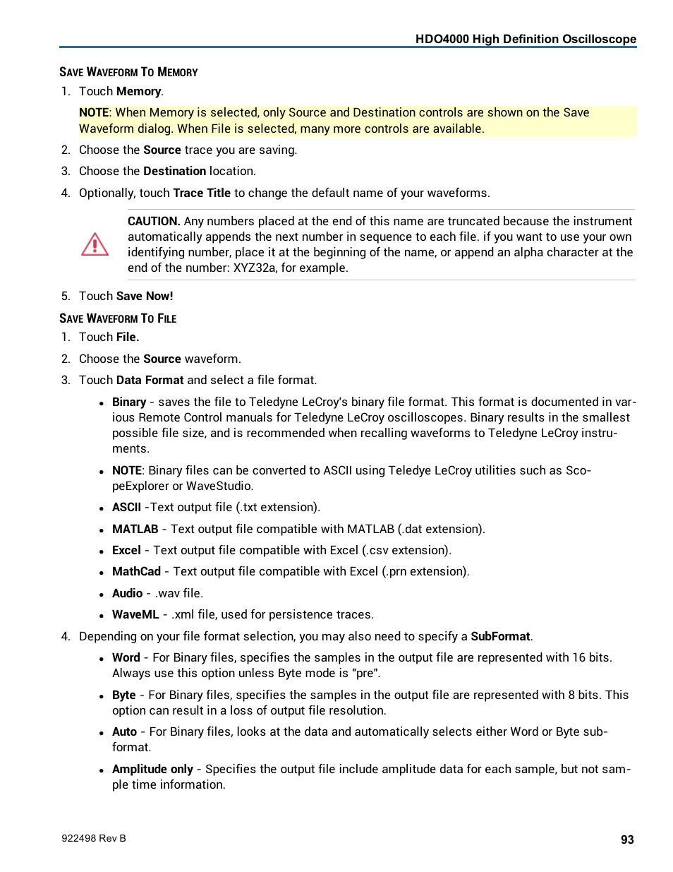 Teledyne LeCroy HDO 4000 Operators Manual User Manual | Page 101 / 122