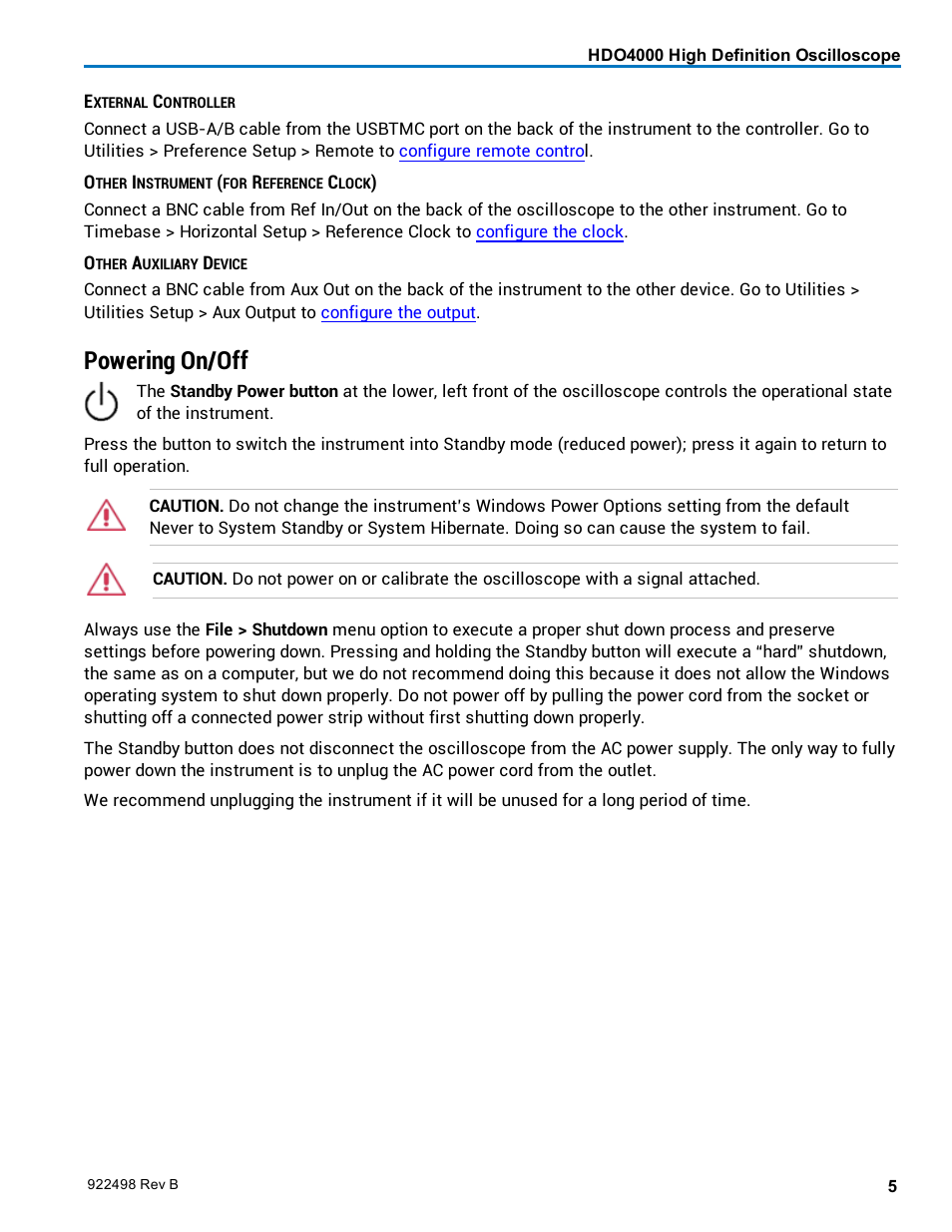 Powering on/off | Teledyne LeCroy HDO 4000 Operators Manual User Manual | Page 13 / 122