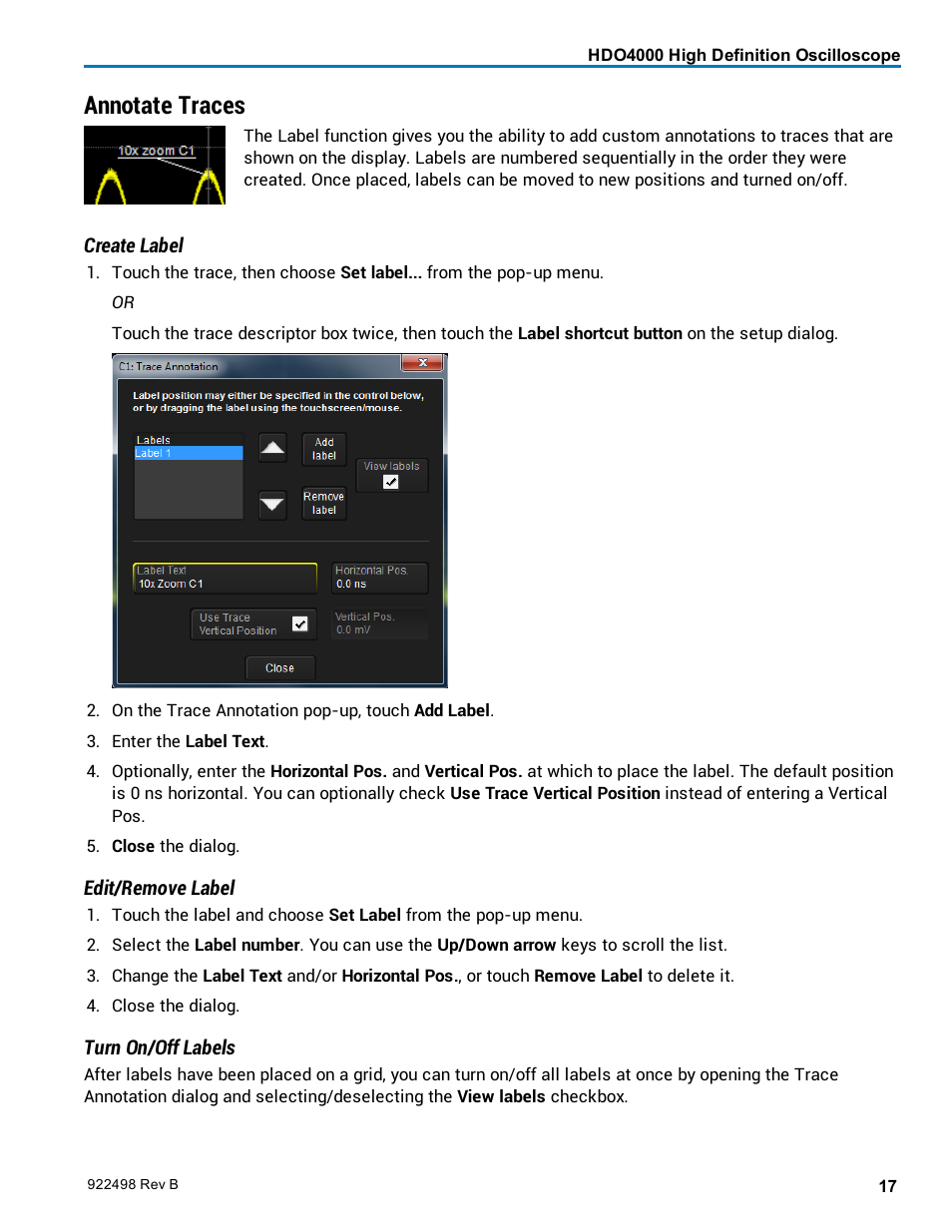 Annotate traces | Teledyne LeCroy HDO 4000 Operators Manual User Manual | Page 25 / 122