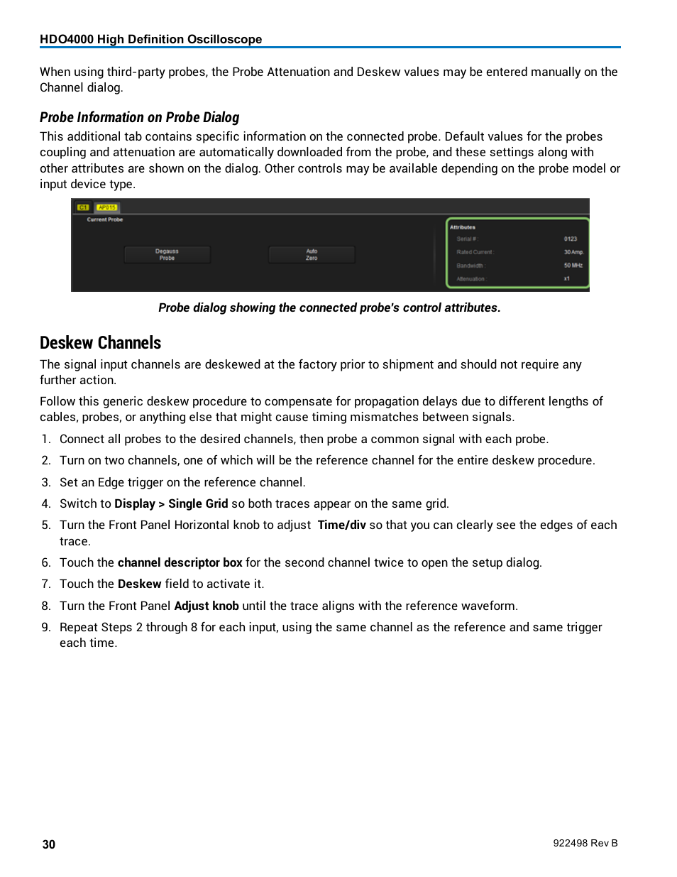 Deskew channels | Teledyne LeCroy HDO 4000 Operators Manual User Manual | Page 38 / 122
