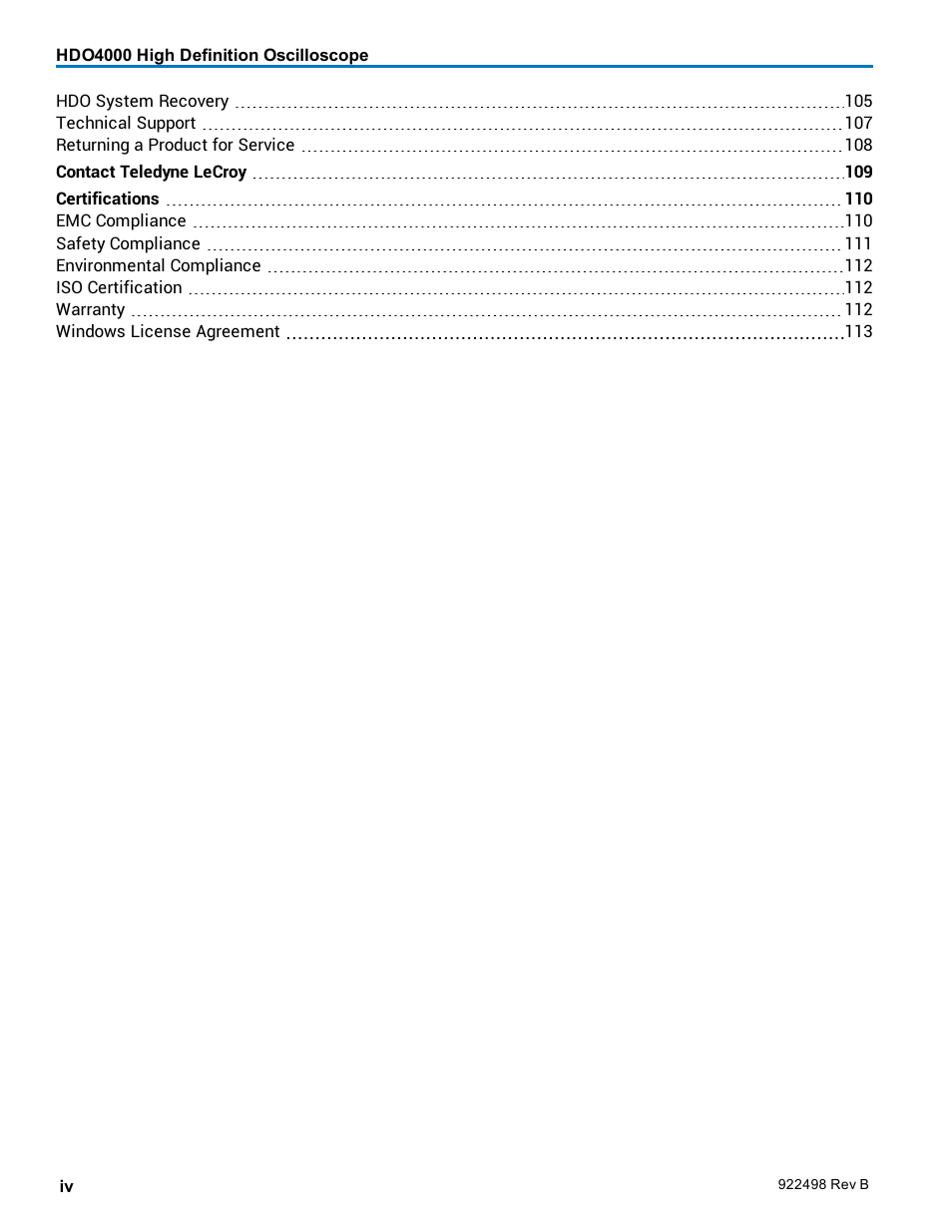Teledyne LeCroy HDO 4000 Operators Manual User Manual | Page 6 / 122
