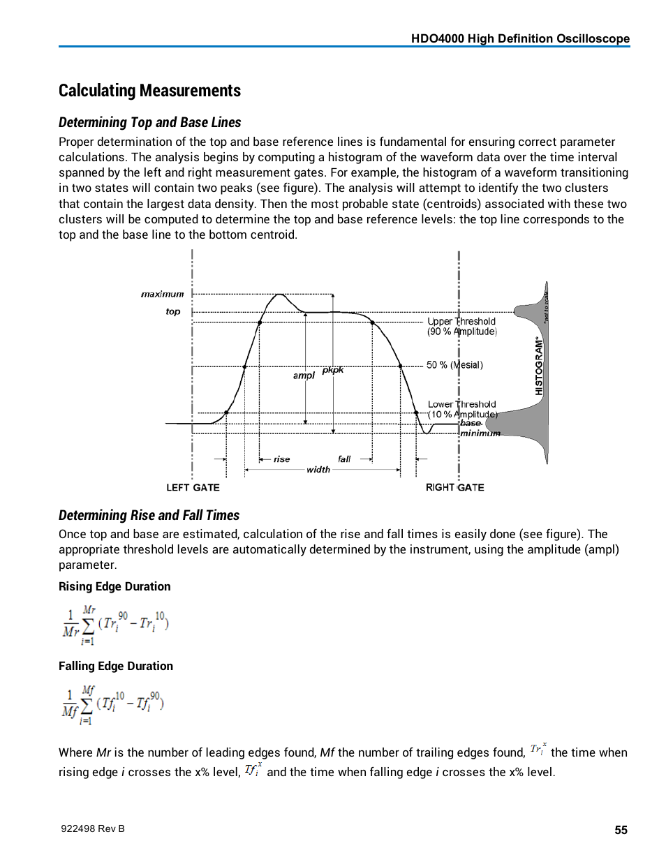 Calculating measurements | Teledyne LeCroy HDO 4000 Operators Manual User Manual | Page 63 / 122