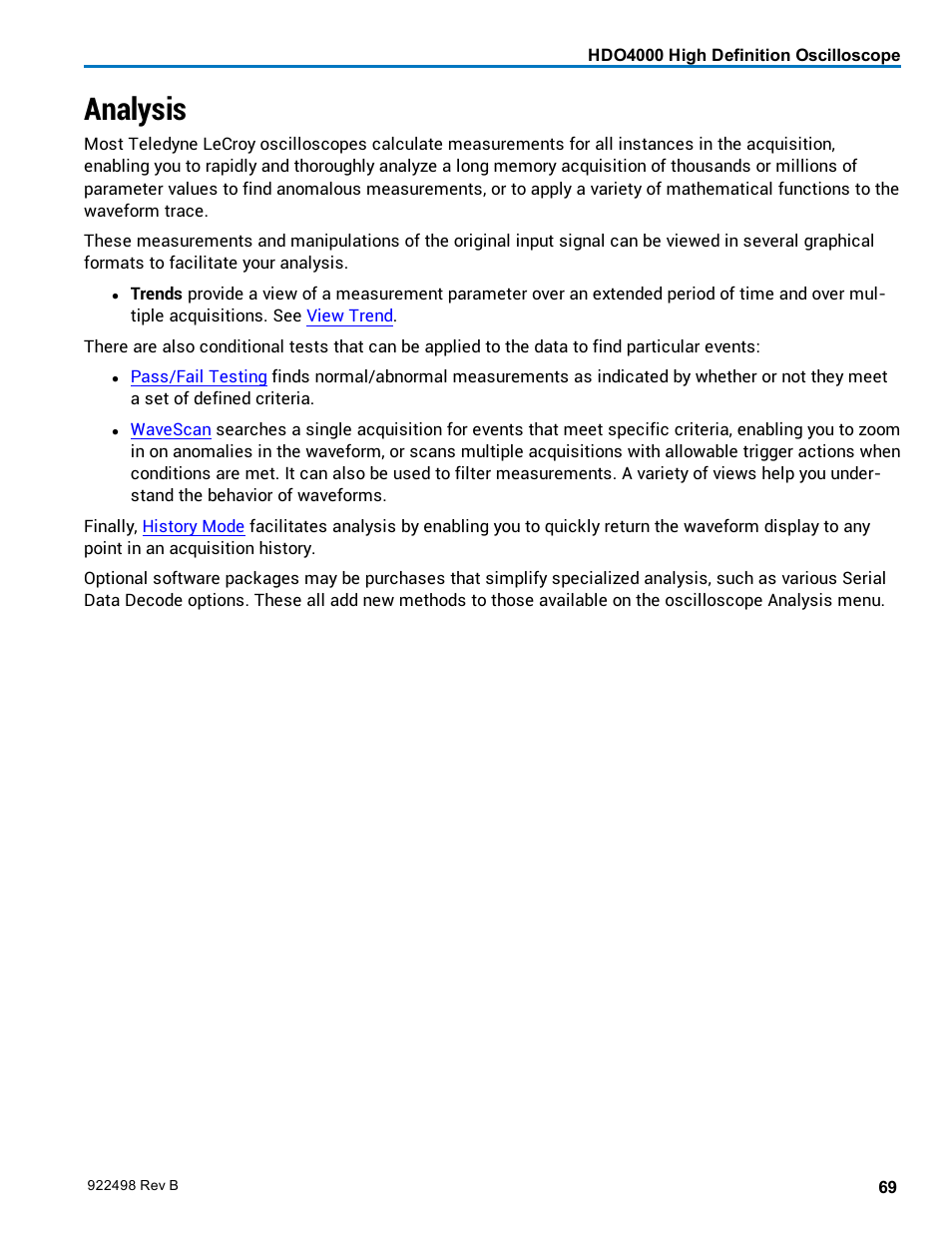 Analysis | Teledyne LeCroy HDO 4000 Operators Manual User Manual | Page 77 / 122