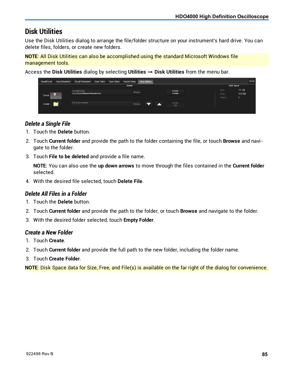 Disk utilities | Teledyne LeCroy HDO 4000 Operators Manual User Manual | Page 93 / 122