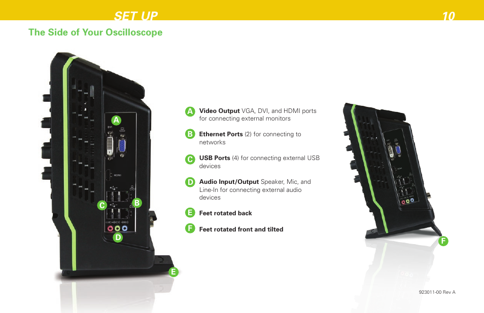Set up 10, The side of your oscilloscope | Teledyne LeCroy HDO 6000 Getting Started Guide User Manual | Page 14 / 50