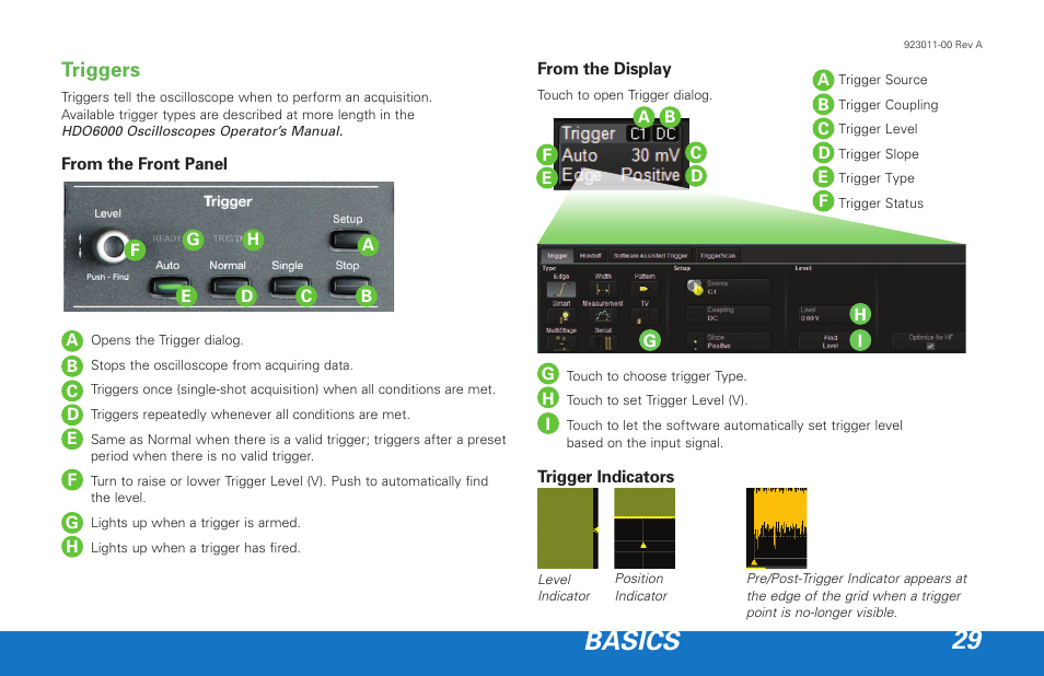 Basics 29, Triggers | Teledyne LeCroy HDO 6000 Getting Started Guide User Manual | Page 33 / 50