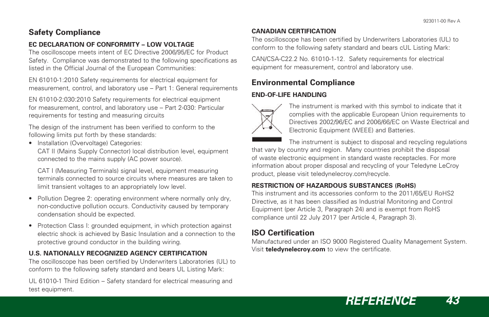Reference 43 | Teledyne LeCroy HDO 6000 Getting Started Guide User Manual | Page 47 / 50