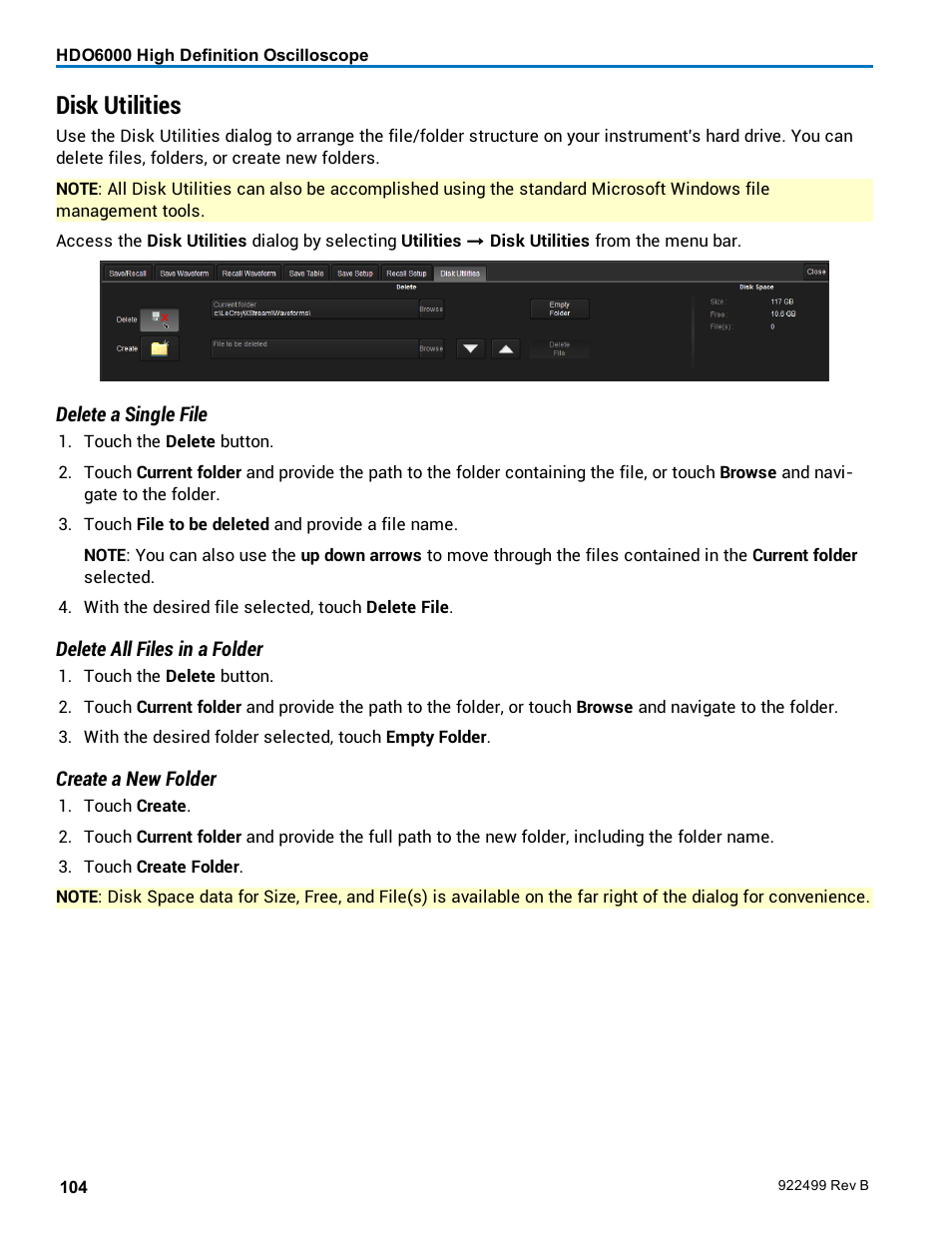 Disk utilities | Teledyne LeCroy HDO6000 Operators Manual User Manual | Page 112 / 142