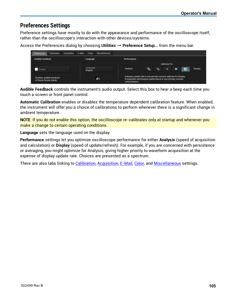 Preferences settings | Teledyne LeCroy HDO6000 Operators Manual User Manual | Page 113 / 142