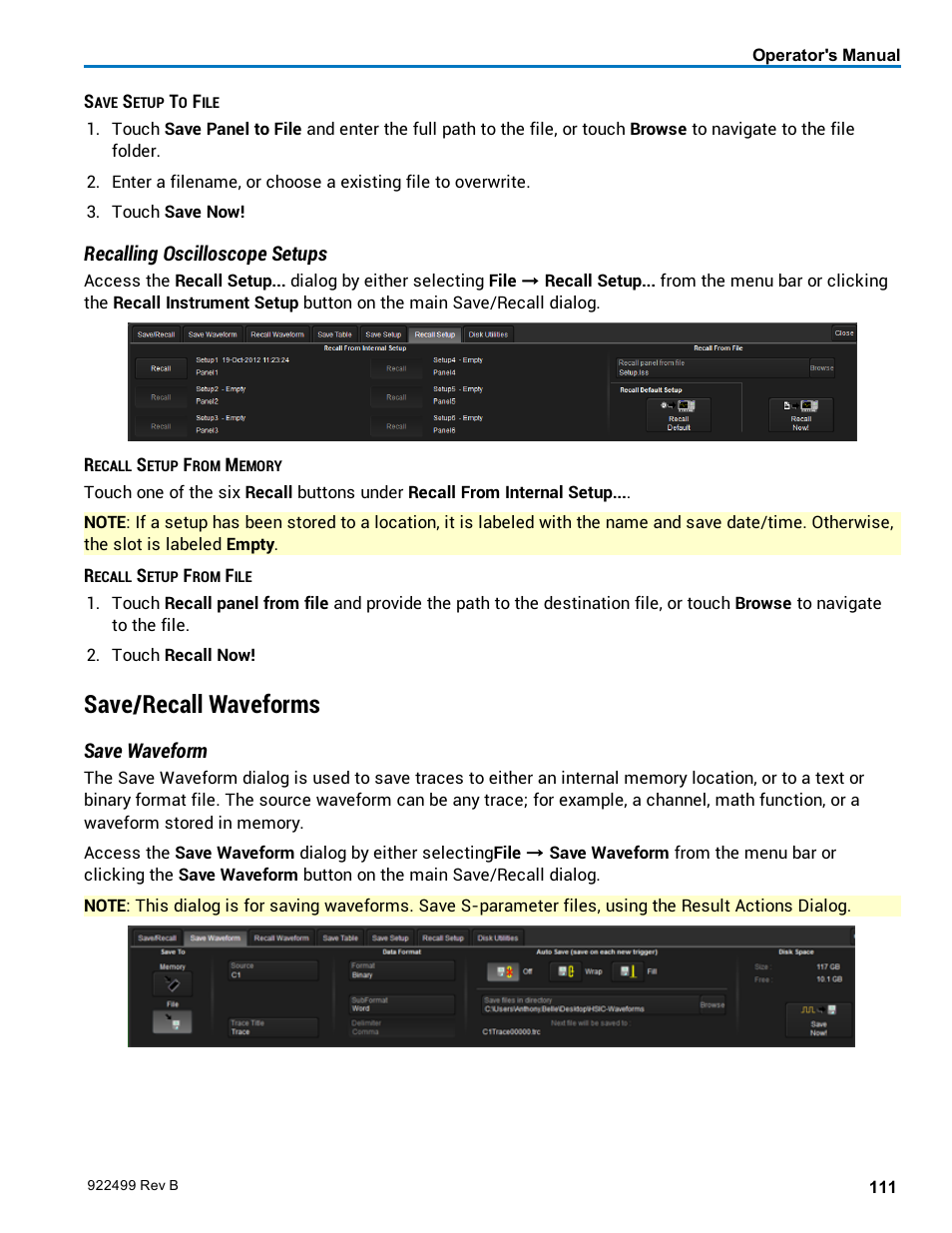 Save/recall waveforms | Teledyne LeCroy HDO6000 Operators Manual User Manual | Page 119 / 142