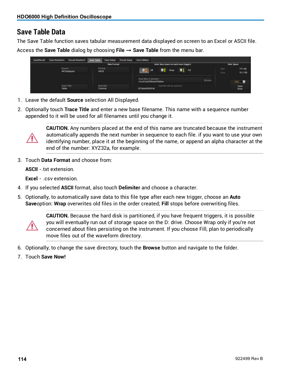 Save table data | Teledyne LeCroy HDO6000 Operators Manual User Manual | Page 122 / 142