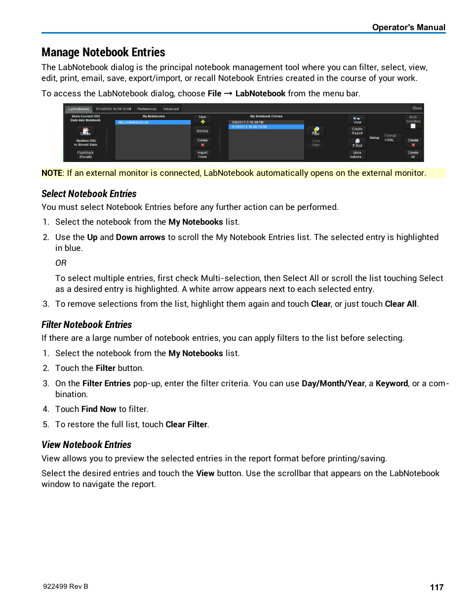 Manage notebook entries, Manage them | Teledyne LeCroy HDO6000 Operators Manual User Manual | Page 125 / 142