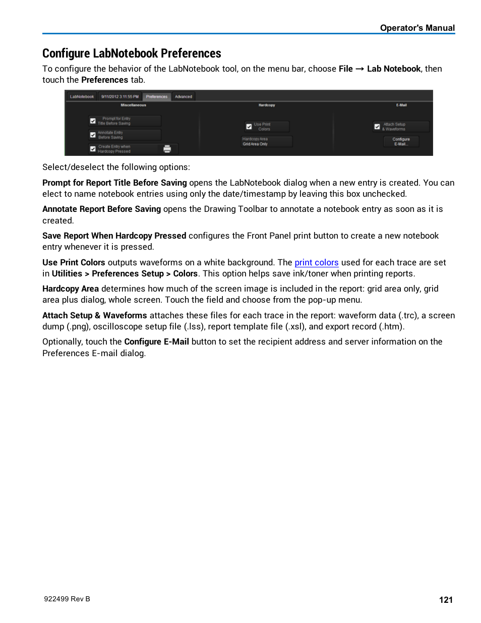 Configure labnotebook preferences | Teledyne LeCroy HDO6000 Operators Manual User Manual | Page 129 / 142