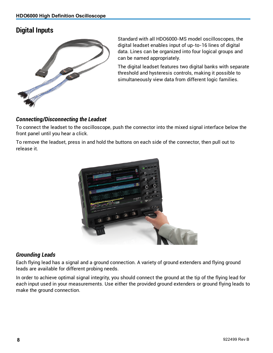 Digital inputs | Teledyne LeCroy HDO6000 Operators Manual User Manual | Page 16 / 142