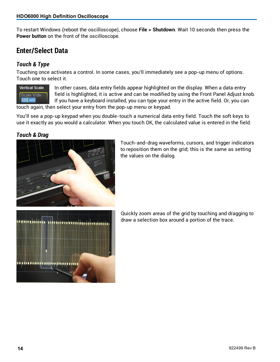 Enter/select data | Teledyne LeCroy HDO6000 Operators Manual User Manual | Page 22 / 142