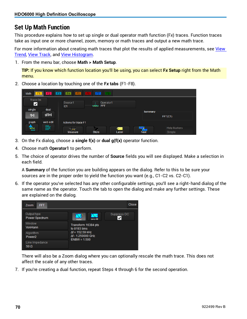 Set up math function | Teledyne LeCroy HDO6000 Operators Manual User Manual | Page 78 / 142