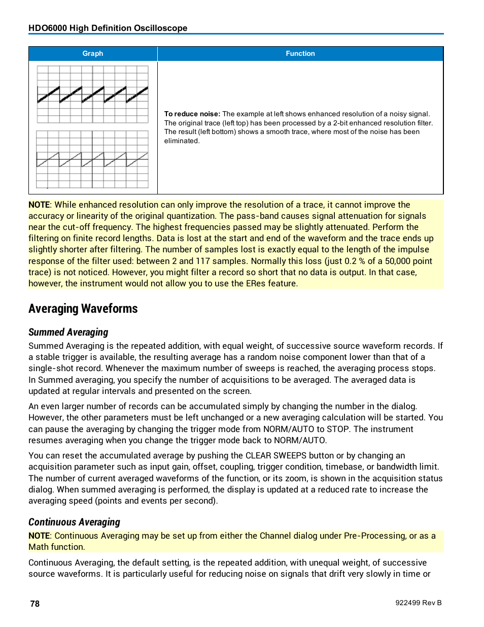 Averaging waveforms | Teledyne LeCroy HDO6000 Operators Manual User Manual | Page 86 / 142