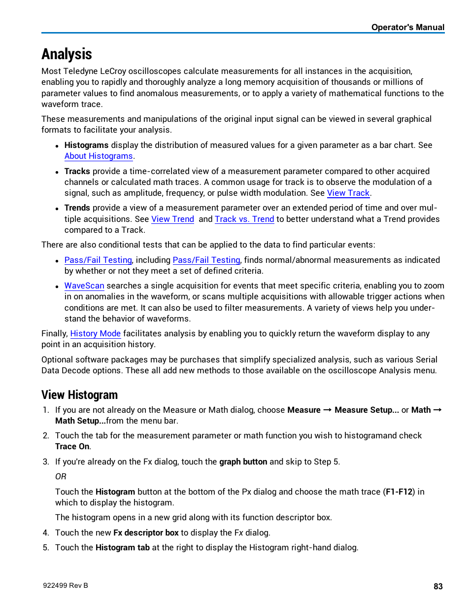 Analysis, View histogram | Teledyne LeCroy HDO6000 Operators Manual User Manual | Page 91 / 142