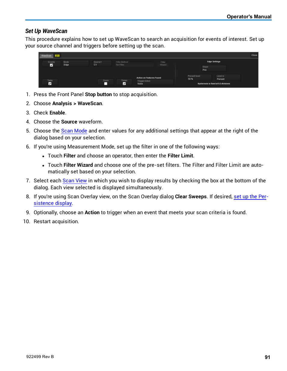 Set up wavescan | Teledyne LeCroy HDO6000 Operators Manual User Manual | Page 99 / 142