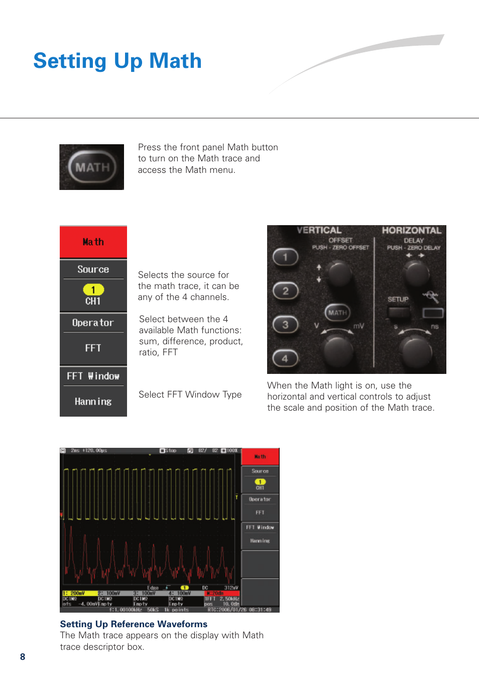 Setting up math | Teledyne LeCroy WaveJet 300A Series Quick Reference Guide User Manual | Page 8 / 12