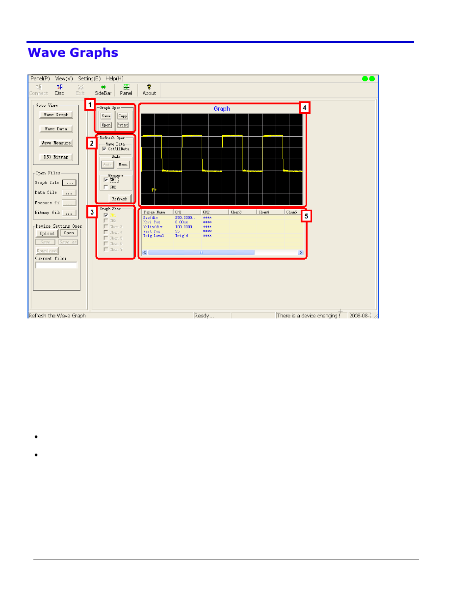 Wave graphs, Waveace 12, Displaying wavegraphs | Teledyne LeCroy WaveAce EasyScope Operators Manual User Manual | Page 12 / 28