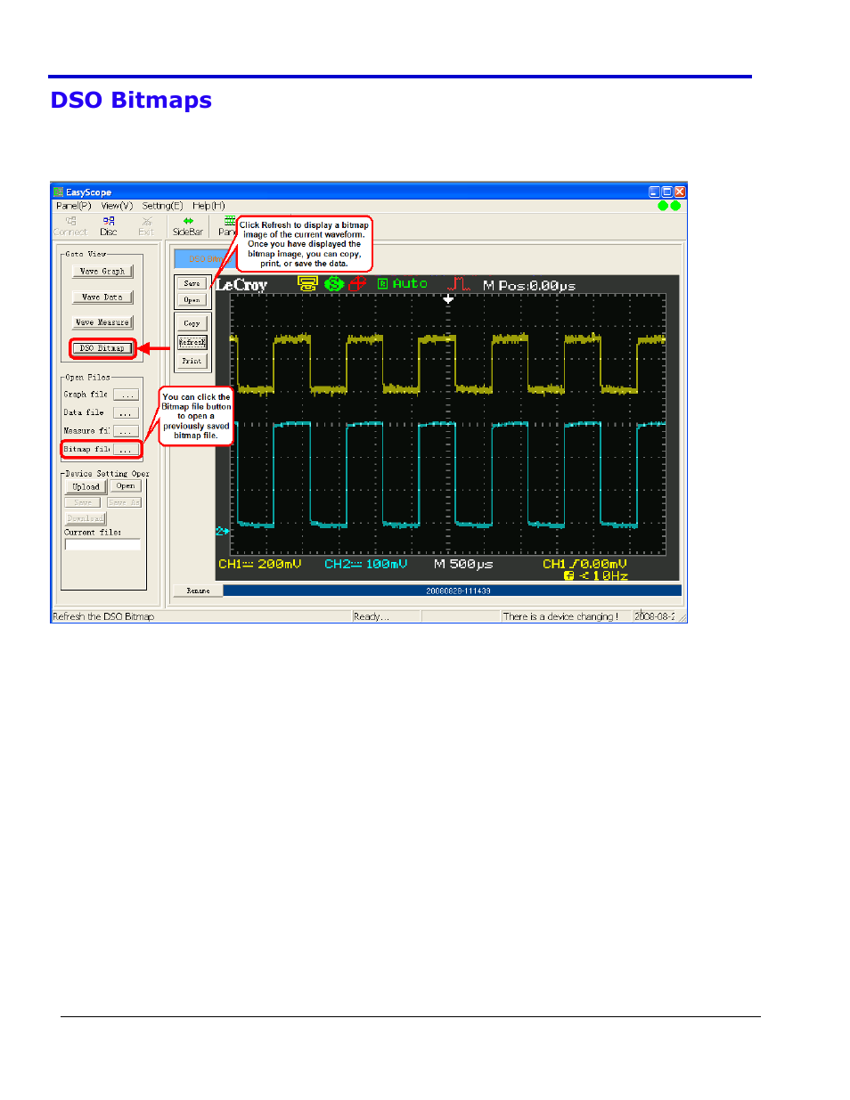 Dso bitmaps | Teledyne LeCroy WaveAce EasyScope Operators Manual User Manual | Page 20 / 28