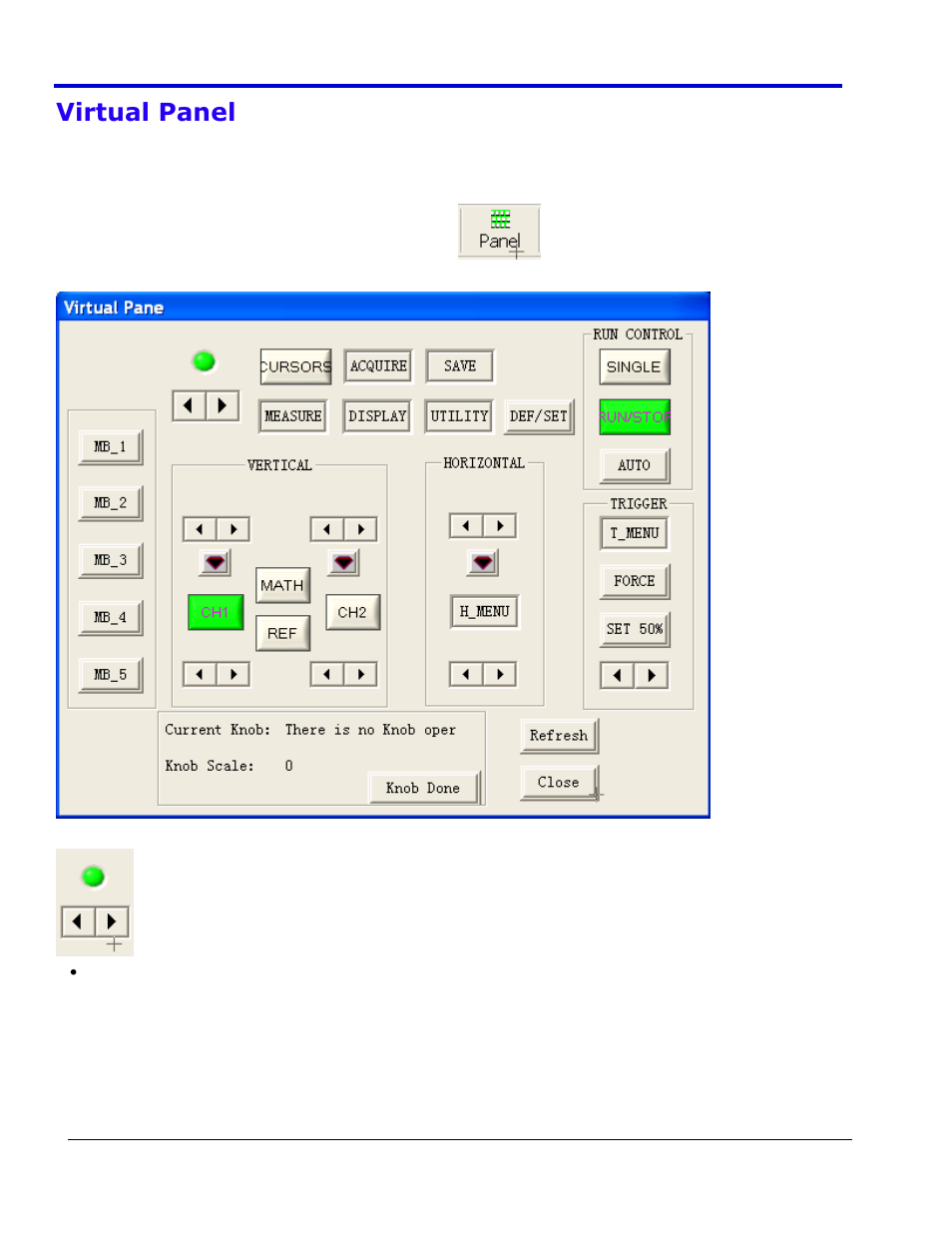 Virtual panel, Easyscope operator's manual | Teledyne LeCroy WaveAce EasyScope Operators Manual User Manual | Page 23 / 28