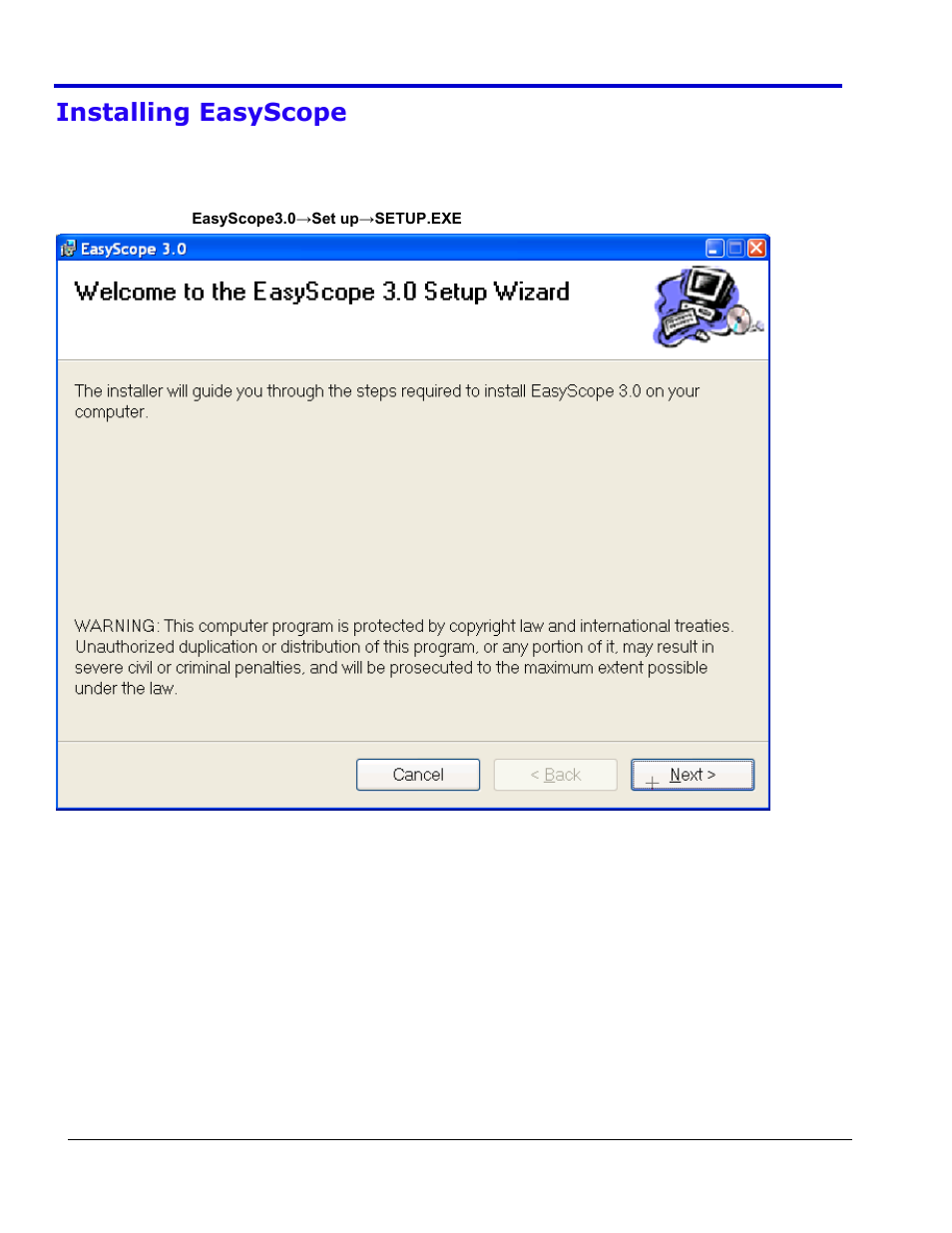 Installing easyscope, Easyscope operator's manual | Teledyne LeCroy WaveAce EasyScope Operators Manual User Manual | Page 5 / 28