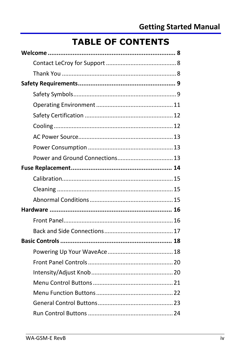 Teledyne LeCroy WaveAce User Manual | Page 4 / 106